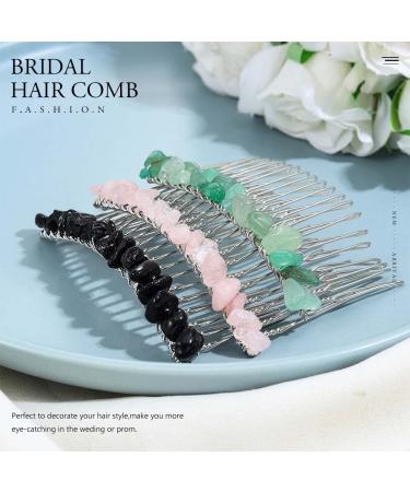 Jeairts Black Crystal Hair Side Comb - Silver Bridal Headpiece with Rose Quartz Accent - Hair Accessories for Women and Girls - Buy Online on GoSupps.com