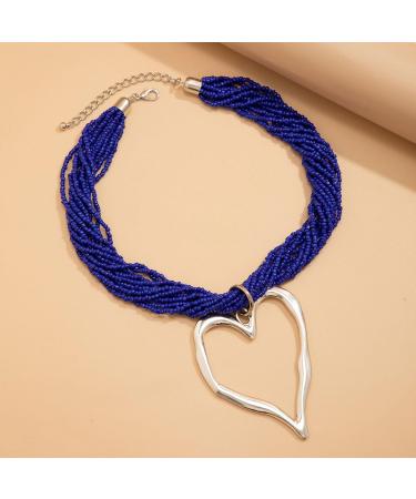 Shop Oralgo's Fashionable Multi-Layered Pearl Chok & Large Metal Heart Necklace - Statement Jewelry in Gold & Alloy - Buy Online on GoSupps.com