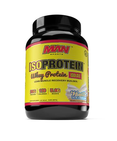 MAN Sports ISO-Protein 100% Pure Whey Protein Isolate Powder Vanilla Ice Cream 2 Pounds