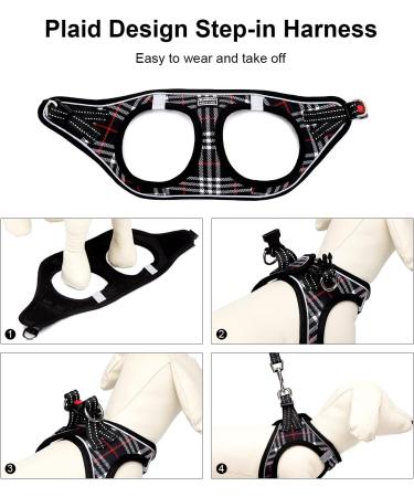 Suredoo Dog Harness for Small & Medium Dogs - Reflective Breathable Adjustable with Leash - Ideal for Training & Comfort (Black Checkered XL) - Buy Online on GoSupps.com