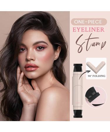 Hiccup Integrated Rotary Eyeliner Stamp Pen Double Head Liquid Pen with Smudge Protection Waterproof Winged Precision All Day Makeup Stamp Black - Buy Online on GoSupps.com