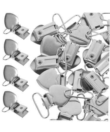 Minkissy 30 pieces of peach-colored heart clips comforter clips made of metal for yourself for newborns pacifier men's trousers bite ring heart-shaped stainless steel levy