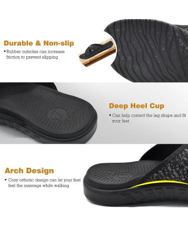 ONCAI Mens Criss Cross Sandals 14 Black - Arch Support Recovery Sport Slippers for Plantar Fasciitis - Buy Online on GoSupps.com