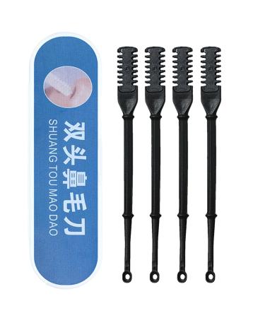 Manual Nose Hair Trimmer Nose Hair Shaver Manual 4 Piece Double Sided Nose Hair Trimmer Nose Hair Removal Device with Comfortable Grip for Business Travel Travel Dorm Rooms Black