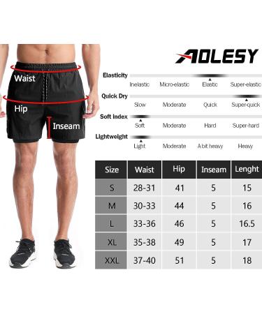 Aolesy Men's 2-in-1 Running Shorts | Gym Athletic Shorts with Pockets | Quick Dry & Lightweight | Black, Medium - Buy Online on GoSupps.com