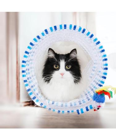 PEUTIER Cat Tunnel Toy 25.6 x 9.8 Inches Folded Cat Tunnel Spring Toy with Feather & Plush Rat S-Shaped Cat Tunnel Tube Toy Collapsible Interactive Cat Toy for Indoor Cats Rabbits Puppies (Blue) - Buy Online on GoSupps.com