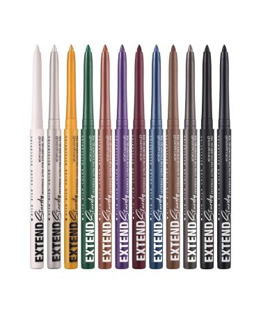 Whnbuij Set of 12 waterproof gel eyeliner pencils - For eyebrows and lips - Makeup accessory for Christmas and Halloween