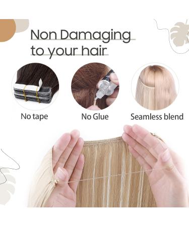 Secret Headband Wire Hair Extensions - Ombre Bleach Blonde 50cm Straight Rubber Band for Women - Buy Online on GoSupps.com