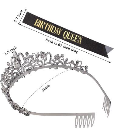 Didder Birthday Crown Crystal Tiara & Queen Sash Set - Black - Buy Online on GoSupps.com