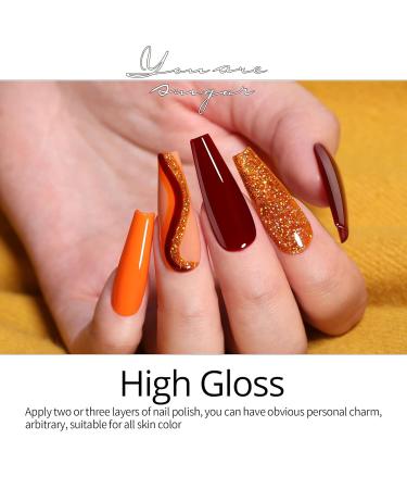 Ur Sugar UV Nail Polish Set - 12 Colors Shellac Gel for Autumn Winter | Brown Red Yellow & Gold Glitter | Perfect for Nail Studios & Manicure Gift Box - Buy Online on GoSupps.com