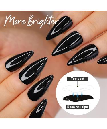 Morily 24Pcs Black Stiletto Press on Nails Medium Length - Almond False Nails Tips for Women & Girls - Buy Online on GoSupps.com