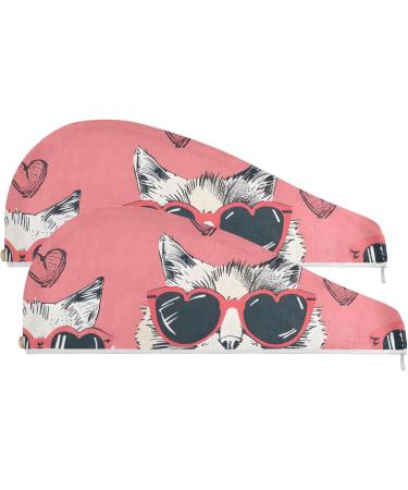 Shop Cat Sunglasses Pink Hair Towel 2 Pack | Super Absorbent Quick Dry Hair Turbans for Women & Girls - Buy Online on GoSupps.com