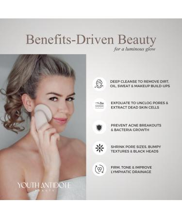 Sonic Facial Cleansing Brush - Waterproof Electric Silicone Face Cleaner with Stand Adjustable Frequency & Magnetic Charger - Velvety Rose - Buy Online on GoSupps.com