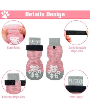 Pupeck Double-Sided Anti-Slip Dog Socks - 2 Pairs with Adjustable Straps for Indoor Use - Pink Traction Control for Small Dogs - Summer Paw Protection on Hardwood Floors - Buy Online on GoSupps.com