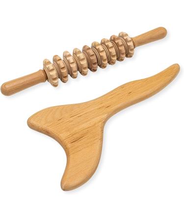 Wood Therapy Massage Tools Kit - Roller Stick, Gua Sha Body Contouring Tool - Maderotherapy Set for Lymphatic Drainage, Anti-Cellulite Body Sculpting - Buy Online on GoSupps.com