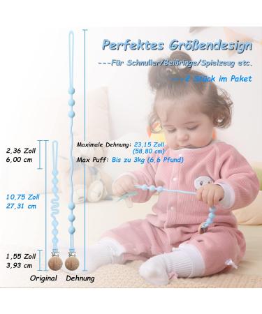 Buy Seposve 4-Pack Silicone Pacifier Chains for Baby Boys & Girls Adjustable Spring Soft & Flexible One-Piece Design (Includes 2 Blue) - International Shipping Available - Buy Online on GoSupps.com