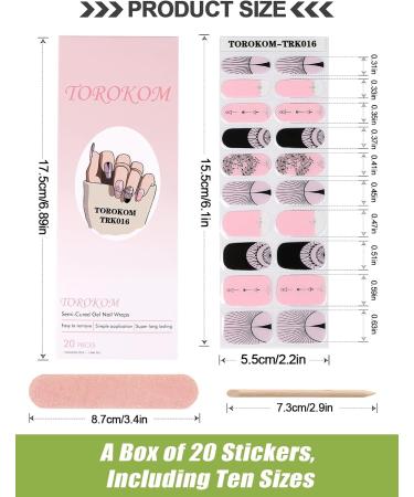 EBANKU Purple Blue Semi Cured Gel Nail Strips | Long Lasting Waterproof Nail Wraps with Cuticle Stick, File, Wipes | UV/LED Lamp Required | Pink and Black - Buy Online on GoSupps.com