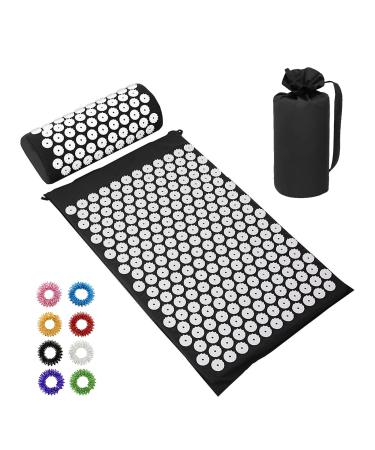 Acupress toweratte & pillow set/acupunctive mat Spike yoga mat for massage wellness relaxation and tension relaxation muscles relaxation after sport recovery - with a carrying bag black - Buy Online on GoSupps.com