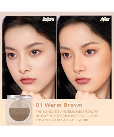 Contour Powder Makeup Palette - Matte & Shimmer Face Sculpting for Warm Skin Tone | Flawless Pressed Bronzer 01 Warm Brown - Buy Online on GoSupps.com