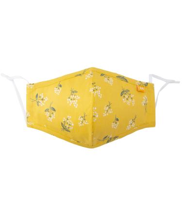 Spring Notion Reusable Washable Fashion Floral Cotton Cloth Face Mask for Adults and Kids Mustard Yellow Large Mustard Yellow 1 Count (Pack of 1) Fits Adult