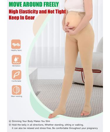 MGANG Compression Maternity Pantyhose - Opaque Pregnancy Tights 20-30 mmHg Support for Swelling & Varicose Veins Open Toe Circulation Stockings for Women Beige XXL - Buy Online on GoSupps.com
