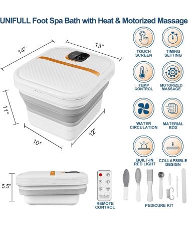 UNIFULL Collapsible Foot Spa Bath with Heat Motorized Massager Touch Screen Foot Pedicure Kit Temperature Control Pedicure Foot Spa Foot Bath - Buy Online on GoSupps.com