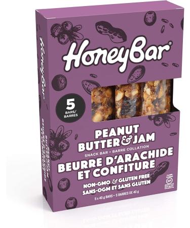 HoneyBar Snack Bars Gluten-Free Non-GMO Vegetarian 40 g Bars 5 Count (Peanut Butter & Jam 5 count (Pack of 1)) Peanut Butter & Jam 40 g (Pack of 5) - Buy Online on GoSupps.com