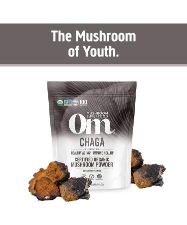 Om Mushrooms Chaga Powder - Certified Organic 7.05 oz (200g) | 100% Pure Mushroom Supplement - Buy Online on GoSupps.com