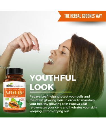 Papaya Leaf Extract Capsules 10X Strength - 60/600mg Veg Capsules- Blood Platelet Bone Marrow & Spleen Support Immune Gut & Super Digestive Health - Herbal Goodness (Pack of 6) 10 Count (Pack of 6) - Buy Online on GoSupps.com