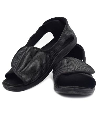 W&LESVAGO Men's Open Toe Diabetic Sandals - Extra Wide Width Arthritis&Edema Footwear MS6010M 9 Black