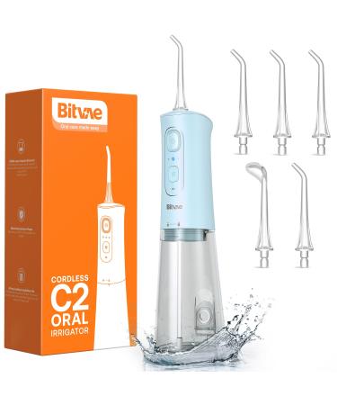 Oral shower wireless 3 cleaning modes 6 jet tips - Bitvae mouth shower waterproof insert in shower a load 40 days of use interdental room cleaner portable 260ml tooth shower blue 260ml mouth shower blue