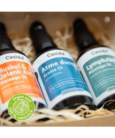 CASIDA Base Aroma Care Set - Breath Through Care Oil Lymphactive & Muscle Joint Massage Oils 3x50ml Gift Box for Optimal Well-Being - Buy Online on GoSupps.com