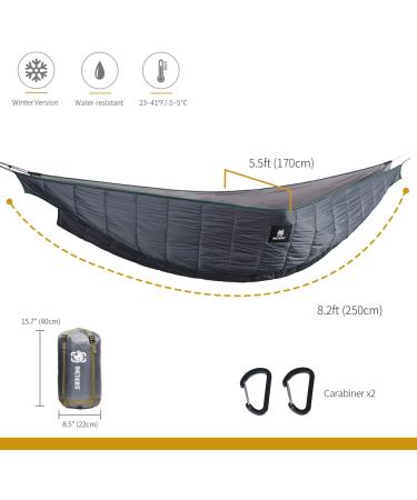 OneTigris Shield Cradle Pro Double Hammock Underquilt - Winter Camping Blanket for Adults & Kids - Lightweight & Warm Under Blanket for Backpacking, Travel, and Outdoor Activities - Shadow Gray - Buy Online on GoSupps.com