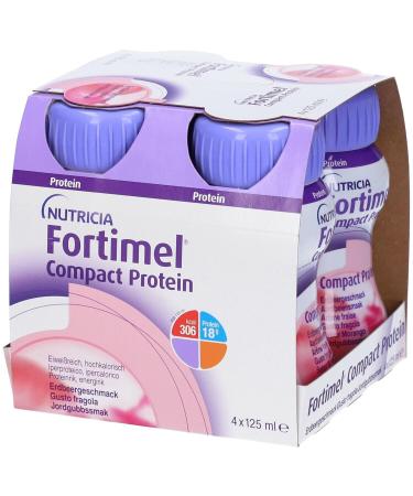 Nutricia NUTRICIA FORTIMEL COMPACT PROTEIN - Highly palatable and compact high-calorie and high-protein supplement useful in cases of malnutrition Special medical food Strawberry flavor - 4 x 125 ml
