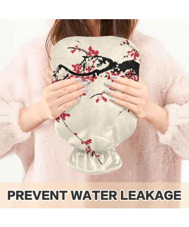 Hot Water Bottle with Cover 2L - Large BPA Free for Pain Relief Headache & Neck Support - Plum Blossom Design - Buy Online on GoSupps.com