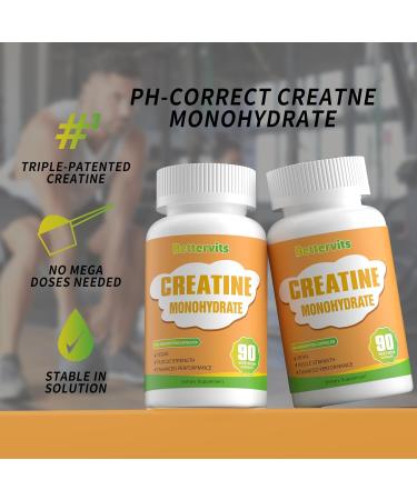 Creatine Monohydrate 2500mg - Gluten Free Non-GMO 90 Capsules - Boost Energy & Muscle Performance - Buy Online on GoSupps.com