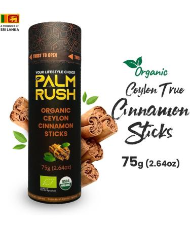 PALM RUSH Organic Ceylon Cinnamon Sticks Premium Grade USDA Certified Authentic Sri Lankan True Cinnamon (75g (2.64oz)) - Buy Online on GoSupps.com