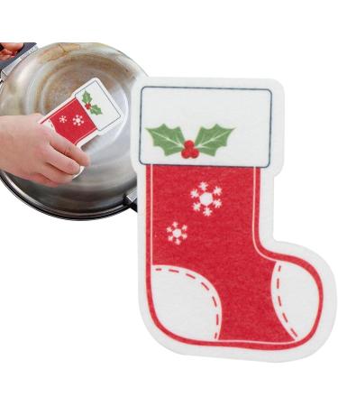 Christmas Kitchen Sponge - Cartoon Christmas Kitchen Sponges Reusable Multipurpose Scrub Sponge Double-Side Design Christmas Socks - Buy Online on GoSupps.com