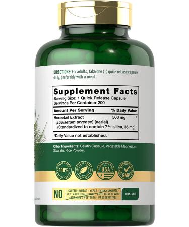 Silica Supplement Capsules - 200 Count Horsetail Extract, Non-GMO & Gluten Free by Carlyle - Buy Online on GoSupps.com