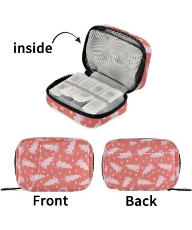 Buy Pfrewn 7-Day Pill Organizer Case - Cute Cartoon Axolotl Red Travel Pill Box | Portable Weekly Vitamin & Medicine Holder - Buy Online on GoSupps.com