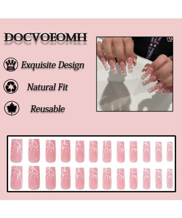 Buy HEAVEN® 24pc Set Of Extra Long French Artificial Nails With Stone With  Free Application KIt (Peach) Online at Low Prices in India - Amazon.in