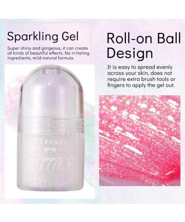  Eryndis Glitter Gel Body Roll-On Roll-on Body Glitter Gel Sparkling Holographic Face Glitter Luminous Makeup for Festivals Mermaid Sequins Shimmer for Rave Parties (#2 White) - Buy Online on GoSupps.com