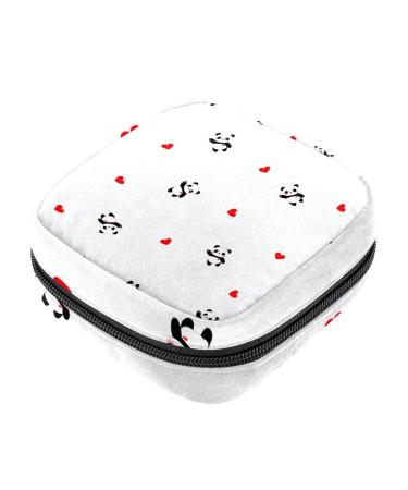 Sanitary Napkin Storage Bag Feminine Product Pouches Portable Period Kit Bag for Girls Women Ladies Panda cute print white