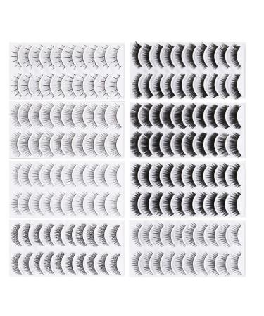 FOMIYES 80 Pairs Long Thick Eyelashes False Eyelashes False Lashes Eyelashes with Glue Beauty Long Lashes Long Flat Eyelashes Ladies Suits Natural Eyelashes Miss Hardcore Extend