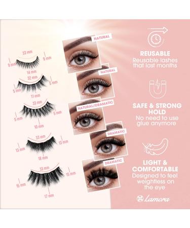 Magnetic Eyelashes with Eyeliner Kit - Magnetic False Eyelashes Multipack with Reusable Natural Magnetic Lashes - 5 Pairs Magnetic Fake Eyelashes Free Applicator Mirror & Protective Gift Storage Box - Buy Online on GoSupps.com