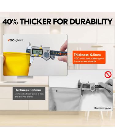 Vgo Reusable Long Sleeve Household Cleaning Gloves - Yellow (Small, 1 Pair) | Extra Thickness for Kitchen, Working, Painting, Gardening, and Pet Care - Buy Online on GoSupps.com