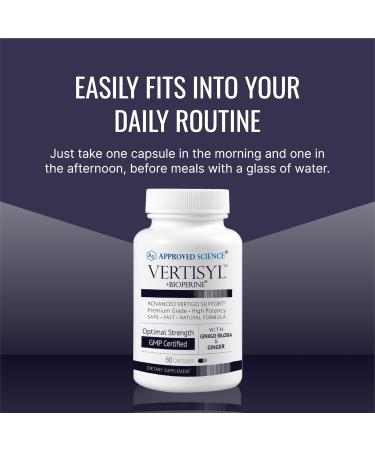 Approved Science VertiSyl - Ginkgo Biloba, Ginger, Vitamin D3, BioPerine - 60 Capsules - 1 Month Supply 60 Count (Pack of 1) - Buy Online on GoSupps.com