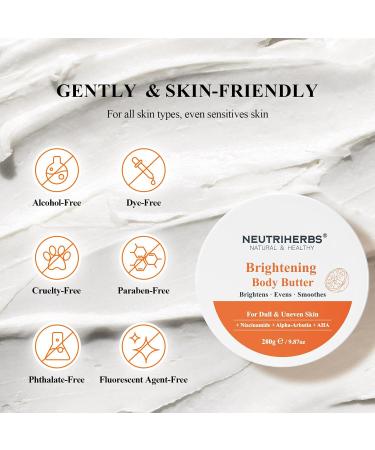 Neutriherbs Brightening Body Butter 280G Moisturising Body and Radiant Dull Skin Body Cream for Dark Underarms Knees & Elbows Niacinamide Arbutin & Shea Butter Dry Skin Moisturiser - Buy Online on GoSupps.com