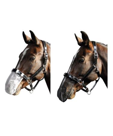 netproshop Fly net Nose net Help with Headshaking Syndrome Black/White Shetty-Full Size:Full Color:White Full White