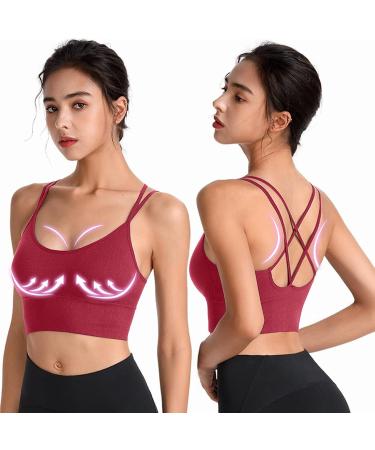 Shop Women's Padded Sports Bras - Yoga & Fitness Crop Tops in Red | International Shipping Available - Buy Online on GoSupps.com